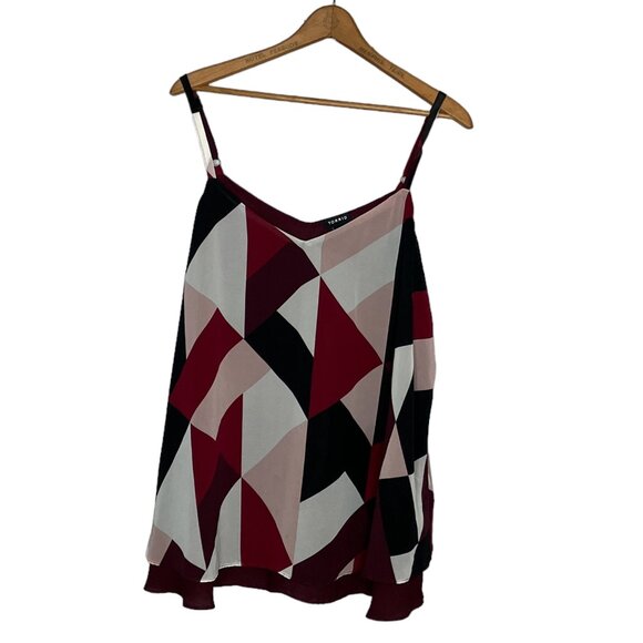 Torrid 0 Burgundy Black Geo Sophie Swing Layered Cami Tank Top Plus Size 0X - Picture 4 of 7